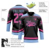 Custom Black Pink-Light Blue Hockey Lace Neck Jersey Custom Black Pink-Light Blue Hockey Lace Neck Jersey