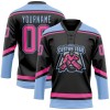 Custom Black Pink-Light Blue Hockey Lace Neck Jersey Custom Black Pink-Light Blue Hockey Lace Neck Jersey