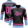 Custom Black Pink-Light Blue Hockey Lace Neck Jersey Custom Black Pink-Light Blue Hockey Lace Neck Jersey