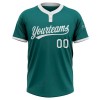 Custom Teal White Two-Button Unisex Softball Jersey Custom Teal White Two-Button Unisex Softball Jersey