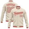 Custom Cream Cream-Red Bomber Full-Snap Varsity Letterman Jacket Custom Cream Cream-Red Bomber Full-Snap Varsity Letterman Jacket