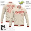 Custom Cream Cream-Red Bomber Full-Snap Varsity Letterman Jacket Custom Cream Cream-Red Bomber Full-Snap Varsity Letterman Jacket