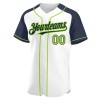 Custom White Neon Green-Navy Authentic Raglan Sleeves Baseball Jersey Custom White Neon Green-Navy Authentic Raglan Sleeves Baseball Jersey
