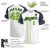 Custom White Neon Green-Navy Authentic Raglan Sleeves Baseball Jersey Custom White Neon Green-Navy Authentic Raglan Sleeves Baseball Jersey