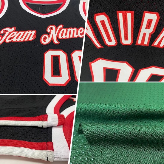 Custom Hunter Green Red-White Authentic Throwback Basketball Jersey Custom Hunter Green Red-White Authentic Throwback Basketball Jersey
