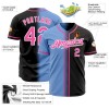 Custom Black Pink Light Blue-White Authentic Gradient Fashion Baseball Jersey Custom Black Pink Light Blue-White Authentic Gradient Fashion Baseball Jersey