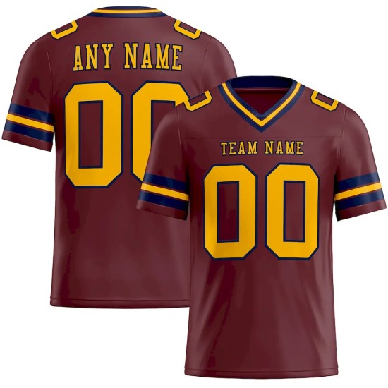 Custom Burgundy Gold-Navy Mesh Authentic Football Jersey Custom Burgundy Gold-Navy Mesh Authentic Football Jersey