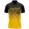 Custom Black Yellow 3D Pattern Design Gradient Square Shape Performance Polo Shirt Custom Black Yellow 3D Pattern Design Gradient Square Shape Performance Polo Shirt