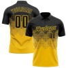 Custom Black Yellow 3D Pattern Design Gradient Square Shape Performance Polo Shirt Custom Black Yellow 3D Pattern Design Gradient Square Shape Performance Polo Shirt