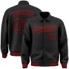 Custom Black Red Bomber Full-Snap Varsity Letterman Lapel Collar Byron Jacket Custom Black Red Bomber Full-Snap Varsity Letterman Lapel Collar Byron Jacket