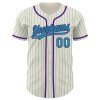 Custom Cream Teal Pinstripe Purple Authentic Baseball Jersey Custom Cream Teal Pinstripe Purple Authentic Baseball Jersey