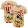 Custom Cream Red 3D Pattern Design International Jazz Day Authentic Baseball Jersey Custom Cream Red 3D Pattern Design International Jazz Day Authentic Baseball Jersey