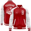 Custom Red White Bomber Varsity Letterman Two Tone Zipper Jacket Custom Red White Bomber Varsity Letterman Two Tone Zipper Jacket