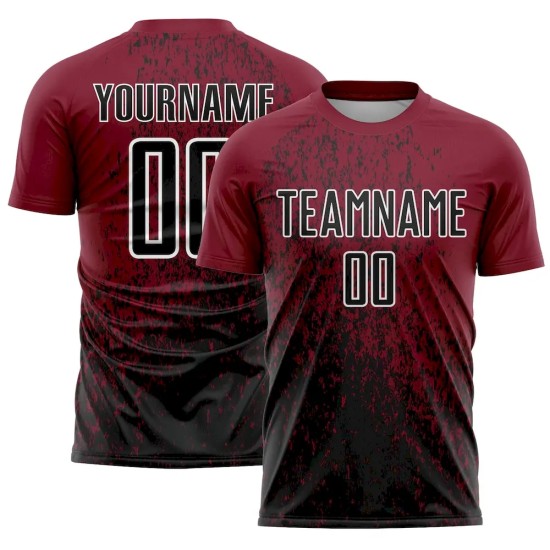 Custom Crimson Black-White Abstract Fragment Art Sublimation Soccer Uniform Jersey Custom Crimson Black-White Abstract Fragment Art Sublimation Soccer Uniform Jersey