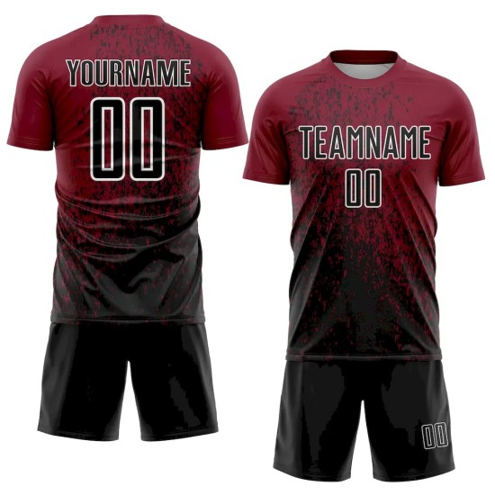 Custom Crimson Black-White Abstract Fragment Art Sublimation Soccer Uniform Jersey Custom Crimson Black-White Abstract Fragment Art Sublimation Soccer Uniform Jersey