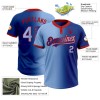 Custom Royal Light Blue-Red Gradient Fashion Two-Button Unisex Softball Jersey Custom Royal Light Blue-Red Gradient Fashion Two-Button Unisex Softball Jersey