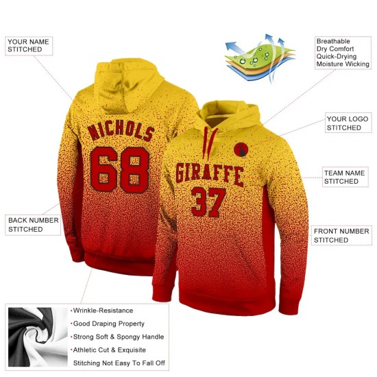 Custom Stitched Gold Red-Black Fade Fashion Sports Pullover Sweatshirt Hoodie Custom Stitched Gold Red-Black Fade Fashion Sports Pullover Sweatshirt Hoodie