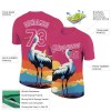 Custom Neon Pink White 3D Pattern Design Animal Crane Performance T-Shirt Custom Neon Pink White 3D Pattern Design Animal Crane Performance T-Shirt