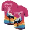 Custom Neon Pink White 3D Pattern Design Animal Crane Performance T-Shirt Custom Neon Pink White 3D Pattern Design Animal Crane Performance T-Shirt