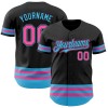 Custom Black Pink-Sky Blue Line Authentic Baseball Jersey Custom Black Pink-Sky Blue Line Authentic Baseball Jersey
