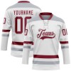 Custom White Crimson-Gray Hockey Lace Neck Jersey Custom White Crimson-Gray Hockey Lace Neck Jersey