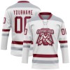 Custom White Crimson-Gray Hockey Lace Neck Jersey Custom White Crimson-Gray Hockey Lace Neck Jersey