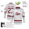 Custom White Crimson-Gray Hockey Lace Neck Jersey Custom White Crimson-Gray Hockey Lace Neck Jersey