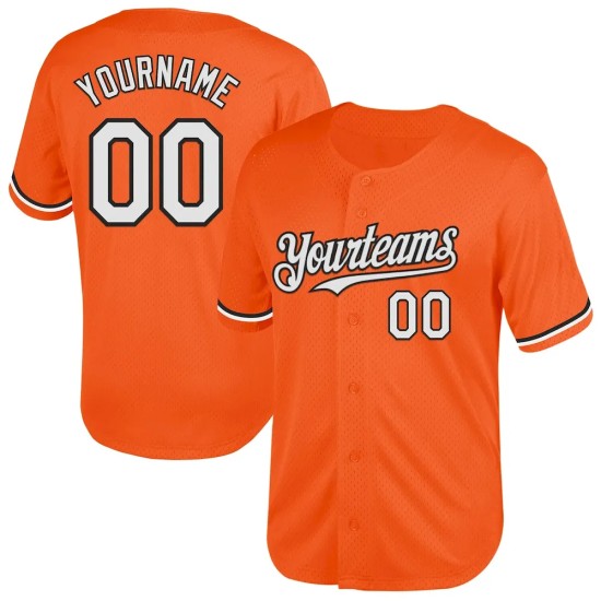 Custom Orange White-Black Mesh Authentic Throwback Baseball Jersey Custom Orange White-Black Mesh Authentic Throwback Baseball Jersey