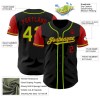Custom Black Neon Green-Red Authentic Two Tone Baseball Jersey Custom Black Neon Green-Red Authentic Two Tone Baseball Jersey
