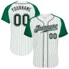 Custom White Kelly Green Pinstripe Black-Kelly Green Authentic Raglan Sleeves Baseball Jersey Custom White Kelly Green Pinstripe Black-Kelly Green Authentic Raglan Sleeves Baseball Jersey
