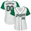 Custom White Kelly Green Pinstripe Black-Kelly Green Authentic Raglan Sleeves Baseball Jersey Custom White Kelly Green Pinstripe Black-Kelly Green Authentic Raglan Sleeves Baseball Jersey