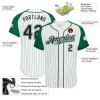 Custom White Kelly Green Pinstripe Black-Kelly Green Authentic Raglan Sleeves Baseball Jersey Custom White Kelly Green Pinstripe Black-Kelly Green Authentic Raglan Sleeves Baseball Jersey