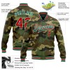Custom Camo Red-Kelly Green Bomber Full-Snap Varsity Letterman Salute To Service Jacket Custom Camo Red-Kelly Green Bomber Full-Snap Varsity Letterman Salute To Service Jacket