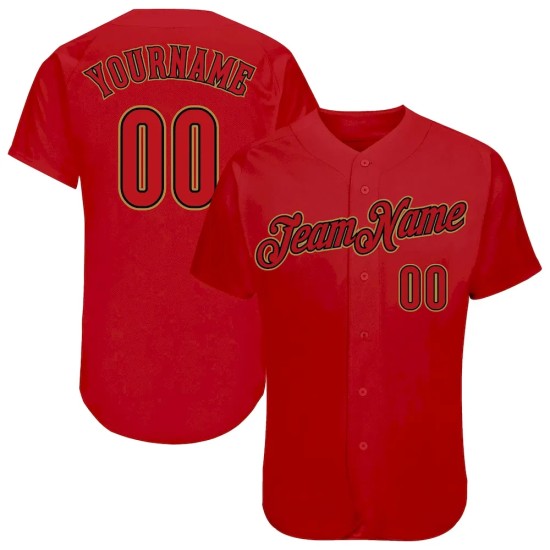 Custom Red Red-Black Authentic Baseball Jersey Custom Red Red-Black Authentic Baseball Jersey