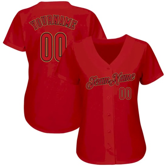 Custom Red Red-Black Authentic Baseball Jersey Custom Red Red-Black Authentic Baseball Jersey