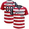 Custom White Navy-Red 3D American Flag Fashion Two-Button Unisex Softball Jersey Custom White Navy-Red 3D American Flag Fashion Two-Button Unisex Softball Jersey