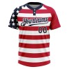 Custom White Navy-Red 3D American Flag Fashion Two-Button Unisex Softball Jersey Custom White Navy-Red 3D American Flag Fashion Two-Button Unisex Softball Jersey