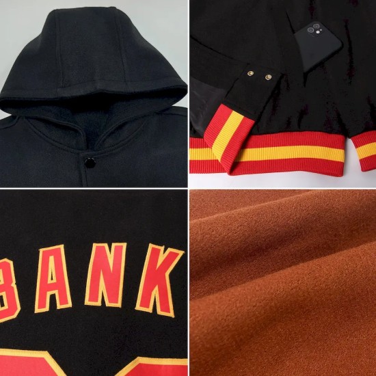 Custom Texas Orange Kelly Green-White Bomber Full-Snap Varsity Letterman Two Tone Hoodie Jacket Custom Texas Orange Kelly Green-White Bomber Full-Snap Varsity Letterman Two Tone Hoodie Jacket