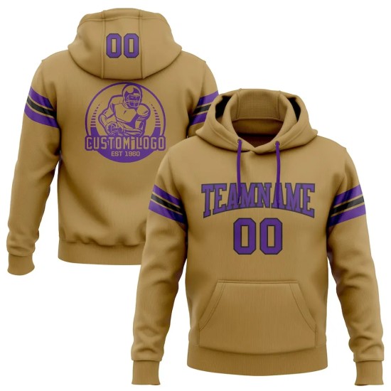 Custom Stitched Old Gold Purple-Black Football Pullover Sweatshirt Hoodie Custom Stitched Old Gold Purple-Black Football Pullover Sweatshirt Hoodie
