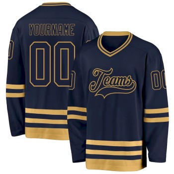 Custom Navy Old Gold Hockey Jersey Custom Navy Old Gold Hockey Jersey
