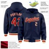 Custom Navy Red-Cream Bomber Full-Snap Varsity Letterman Hoodie Jacket Custom Navy Red-Cream Bomber Full-Snap Varsity Letterman Hoodie Jacket