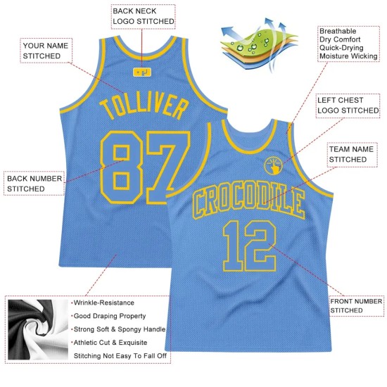 Custom Light Blue Light Blue-Gold Authentic Throwback Basketball Jersey Custom Light Blue Light Blue-Gold Authentic Throwback Basketball Jersey