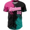 Custom Black Pink-Teal 3D Pattern Design Abstract Brush Stroke Authentic Baseball Jersey Custom Black Pink-Teal 3D Pattern Design Abstract Brush Stroke Authentic Baseball Jersey