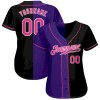 Custom Black Pink-Purple Authentic Split Fashion Baseball Jersey Custom Black Pink-Purple Authentic Split Fashion Baseball Jersey