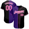Custom Black Pink-Purple Authentic Split Fashion Baseball Jersey Custom Black Pink-Purple Authentic Split Fashion Baseball Jersey