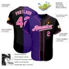 Custom Black Pink-Purple Authentic Split Fashion Baseball Jersey Custom Black Pink-Purple Authentic Split Fashion Baseball Jersey