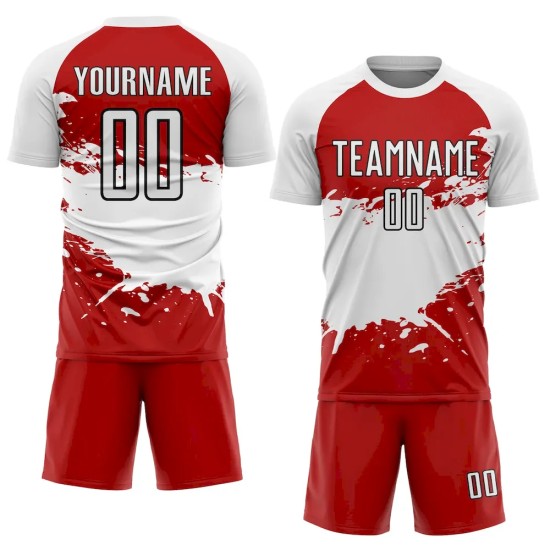 Custom Red White-Black Splash Sublimation Soccer Uniform Jersey Custom Red White-Black Splash Sublimation Soccer Uniform Jersey