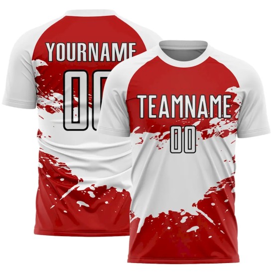 Custom Red White-Black Splash Sublimation Soccer Uniform Jersey Custom Red White-Black Splash Sublimation Soccer Uniform Jersey