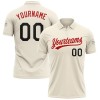Custom Cream Black-Red Performance Vapor Golf Polo Shirt Custom Cream Black-Red Performance Vapor Golf Polo Shirt