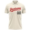 Custom Cream Black-Red Performance Vapor Golf Polo Shirt Custom Cream Black-Red Performance Vapor Golf Polo Shirt